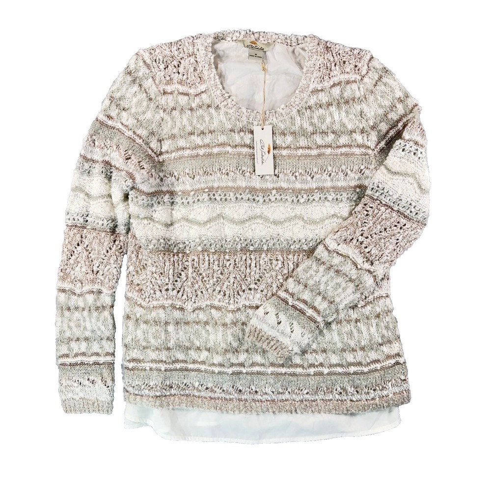 Bob Timberlake NWT Sweater M Layered Textured ivory cream Soft Girl Cottagecore